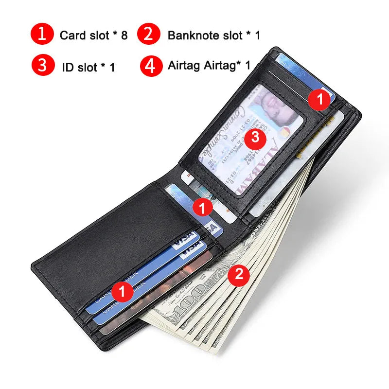 Men's Wallet with AirTag Slot and RFID Protection