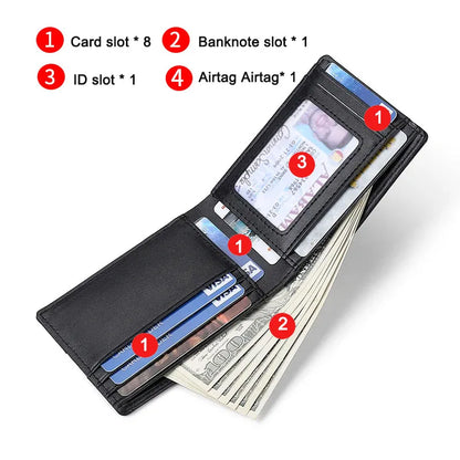 Men's Wallet with AirTag Slot and RFID Protection